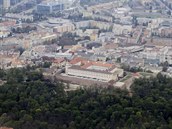 Letecký pohled na brněnský hrad Špilberk. Letecký pohled na brněnský hrad Špilberk.
