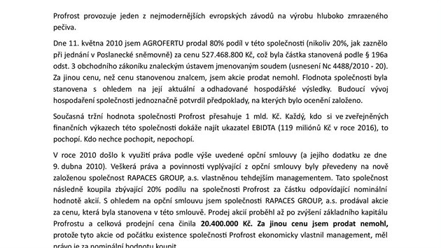 Dopis ministra financ a fa ANO Andreje Babie poslancm (27. dubna 2017)