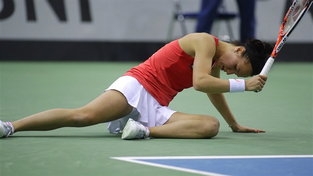 vcarsk tenistka Viktorija Golubiov bhem semifinle Fed Cupu.