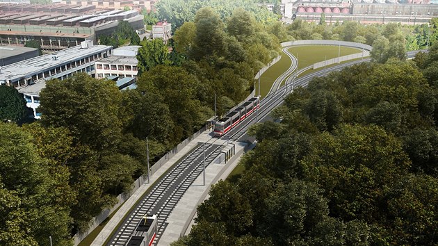 Plánovaná podoba obnovené zastávky Stránská skála.