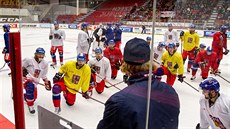 Česká hokejová reprezentace v úterý trénovala v budějovické Budvar aréně.... Česká hokejová reprezentace v úterý trénovala v budějovické Budvar aréně....