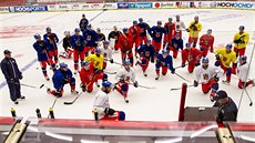 eská hokejová reprezentace trénovala v úterý v Budvar arén. (25. dubna 2017)