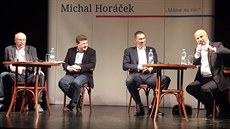Prezidentský kandidát Michal Horáček s Karlem Eliášem, Jiřím Přibáněm a... Prezidentský kandidát Michal Horáček s Karlem Eliášem, Jiřím Přibáněm a...