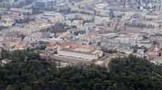 Letecký pohled na brněnský hrad Špilberk. Letecký pohled na brněnský hrad Špilberk.
