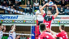 Filip Habr z Českých Budějovic nahrává během finále s Kladnem. Filip Habr z Českých Budějovic nahrává během finále s Kladnem.