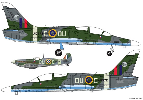 Vizualiazce nástiku letounu L-159 do barev druhováleného stroje Spitfire
