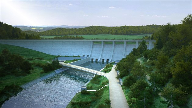 Vizualizace přehrady Nové Heřminovy na Bruntálsku. Vizualizace přehrady Nové Heřminovy na Bruntálsku.
