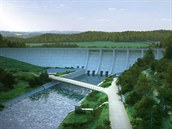 Vizualizace přehrady Nové Heřminovy na Bruntálsku. Vizualizace přehrady Nové Heřminovy na Bruntálsku.