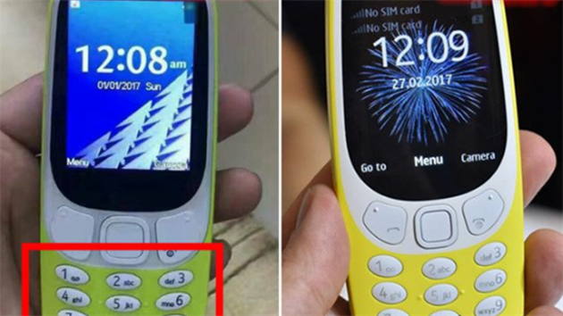 Falen Nokia 3310 (vlevo) se od originln li klvesnic.