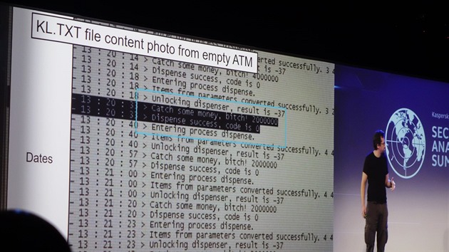 Takto vypadal zachovan textov soubor, kter experti z Kaspersky Lab nalezli na disku napadenho bankomatu.