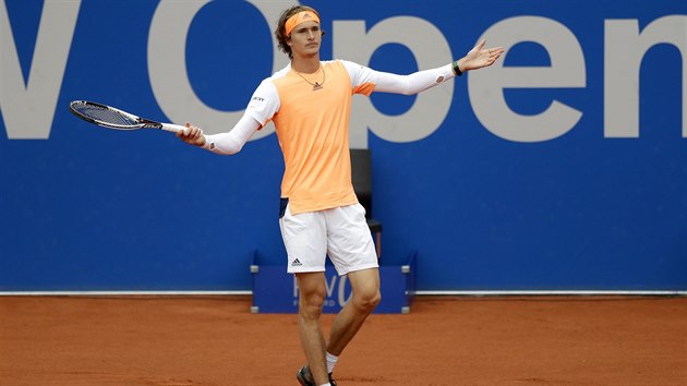 Alexander Zverev bhem finle turnaje v Mnichov