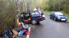 idika dostala na mokré silnici smyk a vrazila do stromu.