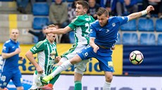 Liberecký Radim Breite (vpravo) v souboji s Dominikem Maškem z Bohemians. Liberecký Radim Breite (vpravo) v souboji s Dominikem Maškem z Bohemians.