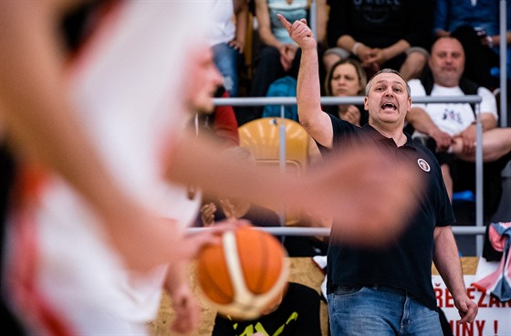 Hradecký trenér Lubomír Peterka bhem baráe s Prostjovem