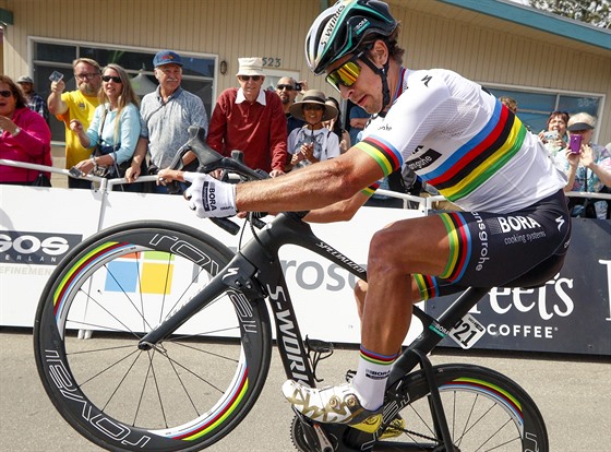 Peter Sagan slaví své vítzství ve tetí etap Tour of California