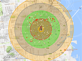 Výbuch jaderné hlavice o síle 25 kilotun v San Franciscu