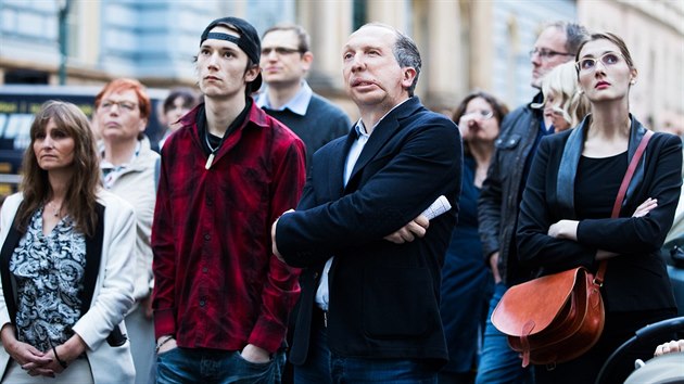 Demonstrace se zastnil i Vclav Klaus mlad (15. kvtna 2017)