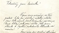 Dopis Anny Havlové z Prahy, jím se hlásila k cest do vesmíru