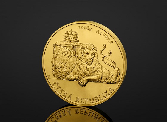 Investiní mince eský lev.