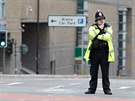 Okolí Manchester Arény den po teroristickém útoku (23. kvtna 2017)