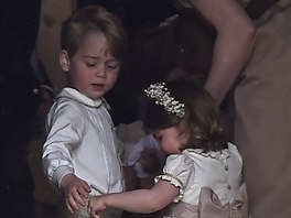 Princ George a princezna Charlotte na svatb sv tety Pippy Middletonov ...