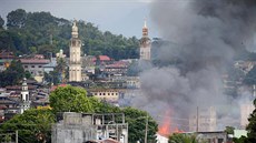 Filipínské msto Marawi, kde armáda bojuje s islamisty. (29. kvtna 2017)