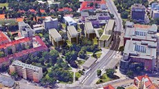 Investor plánuje na náměstí OSN ve Vysočanech postavit tři pětipatrové bytové... Investor plánuje na náměstí OSN ve Vysočanech postavit tři pětipatrové bytové...