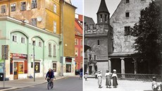 Cheb před zhruba sto lety a dnes. Cheb před zhruba sto lety a dnes.