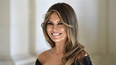 První dáma USA Melania Trumpová v belgickém královském paláci v Laekenu...