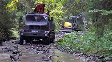 Vědci zkoumají, jaký vliv mají na ryby bagry či těžká nákladní auta. Vědci zkoumají, jaký vliv mají na ryby bagry či těžká nákladní auta.
