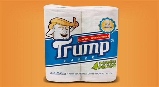 Mexický podnikatel Antonio Battaglia na trh uvádí toaletní papír znaky Trump.