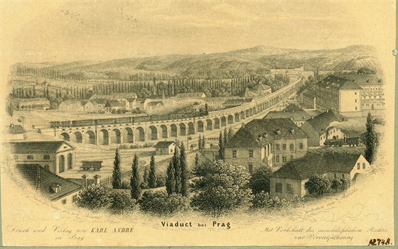 Podoba viaduktu zachycená na vedut z 19. století.