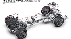 Architektura mild-hybridního systému chystaného Audi A8 Architektura mild-hybridního systému chystaného Audi A8