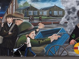Graffiti severoirskch nacionalist v Belfastu (19. kvtna 2017)