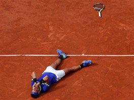 Rafael Nadal a jeho reakce po vtzstv French Open.