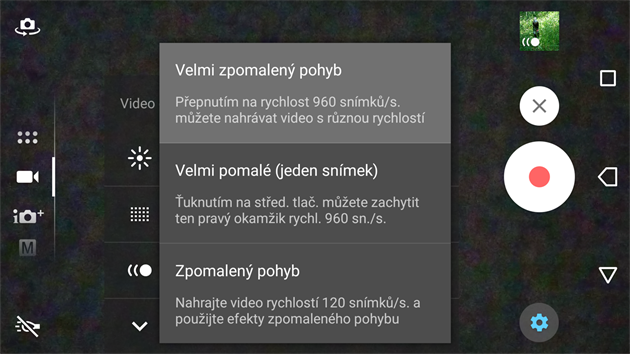 Nahrvn zpomalenho videa na Sony Xperia XZ Premium