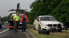 Auto bouralo na Strakonické (16.6.2017).
