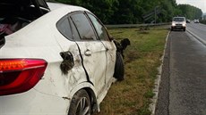 Auto bouralo na Strakonické (16.6.2017).