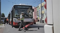 Na Masarykově třídě v Plzni se srazily dva autobusy. Škoda se odhaduje na 80... Na Masarykově třídě v Plzni se srazily dva autobusy. Škoda se odhaduje na 80...