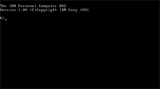 Startovací obrazovka operačního systému PC DOS z roku 1981 Startovací obrazovka operačního systému PC DOS z roku 1981