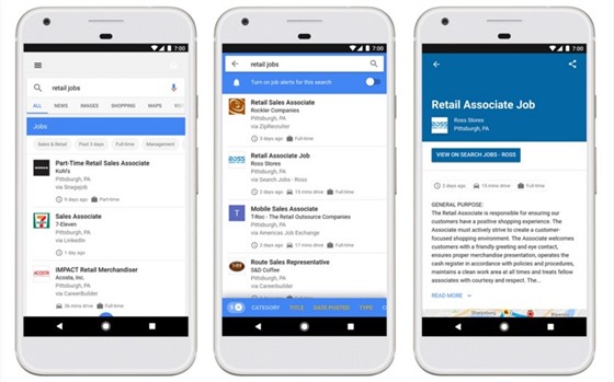 Google nabízí vyhledávání práce