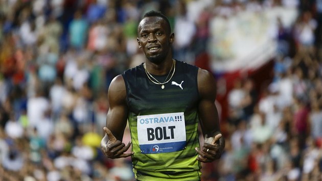 Usain Bolt slav devt vtzstv na Zlat trete v Ostrav.