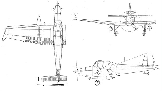 Z-37TM, vkresy ped realizac. Skuten prototyp se v drobnostech odlioval.