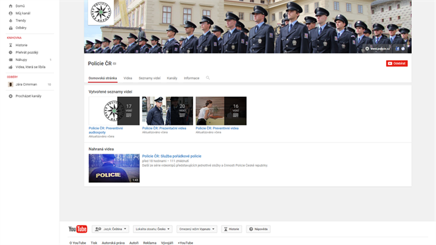 esk policie vstupuje na sociln st. Kanl na YouTube policist naplnili i videi s preventivn tmatikou (21. ervna 2017)