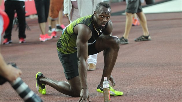 Usain Bolt ped poslednm startem na Zlat trete.