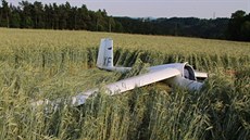 V části obce Vrchovina u Liberce se do pole zřítil kluzák (20. června 2017) V části obce Vrchovina u Liberce se do pole zřítil kluzák (20. června 2017)