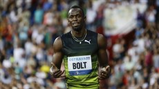 Usain Bolt slaví deváté vítzství na Zlaté trete v Ostrav.
