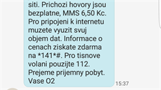 SMS operátora O2 o podmínkách ve výcarsku