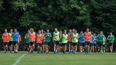 Momentka z tréninku hradeckých fotbalistů Momentka z tréninku hradeckých fotbalistů