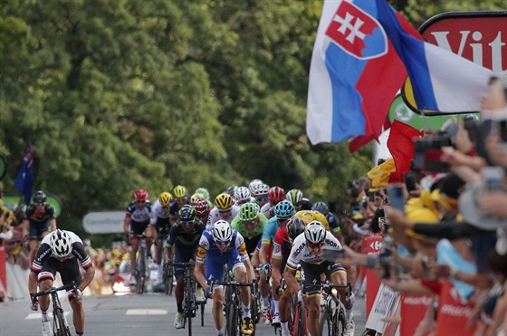 Peter Sagan (vpravo) m za triumfem ve tet etap Tour de France.